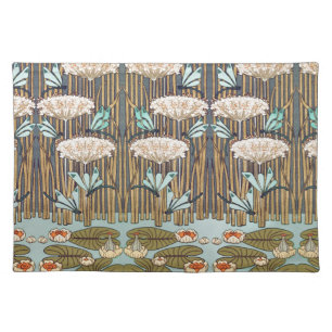 Dragonflies Water Lilies Marsh Art Nouveau Cloth Placemat