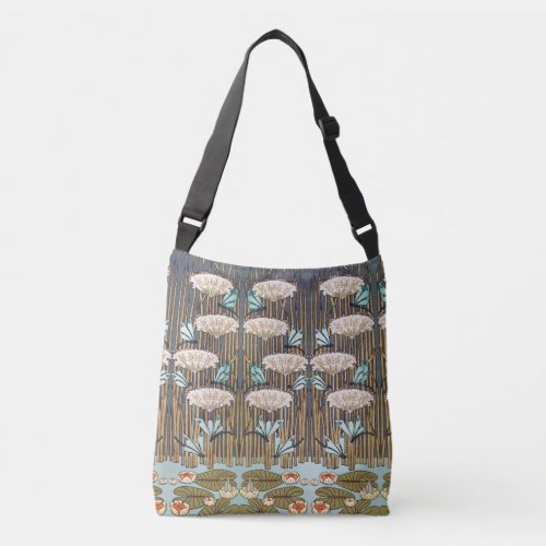 Dragonflies Water Lilies Marsh Art Nouveau Crossbody Bag