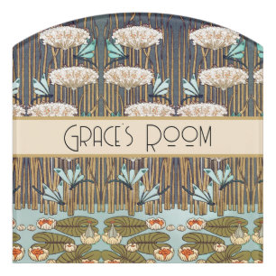 Dragonflies Water Lilies Marsh Art Nouveau Door Sign
