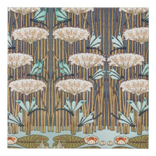 Dragonflies Water Lilies Marsh Art Nouveau Faux Canvas Print