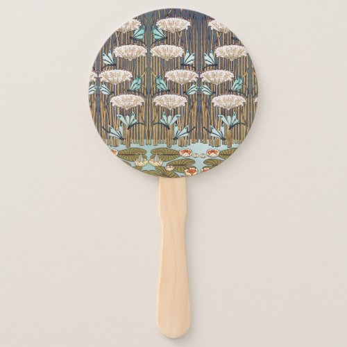 Dragonflies Water Lilies Marsh Art Nouveau Hand Fan