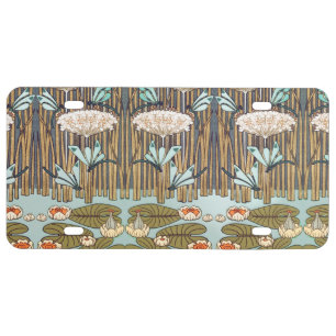 Dragonflies Water Lilies Marsh Art Nouveau License Plate