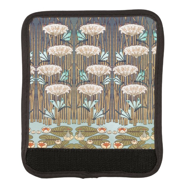 Dragonflies Water Lilies Marsh Art Nouveau Luggage Handle Wrap (Front)