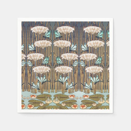 Dragonflies Water Lilies Marsh Art Nouveau Napkins