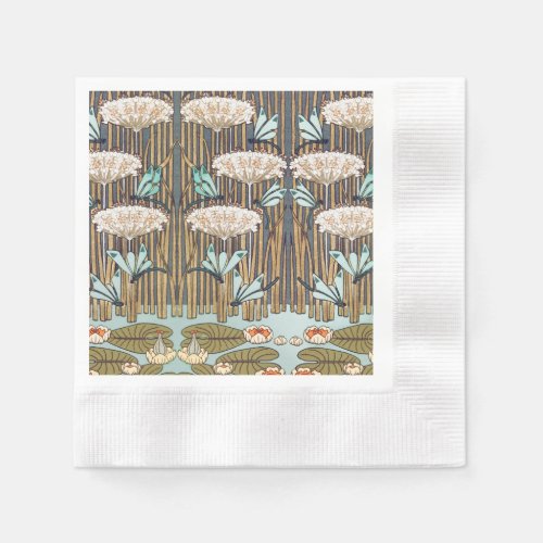 Dragonflies Water Lilies Marsh Art Nouveau Napkins