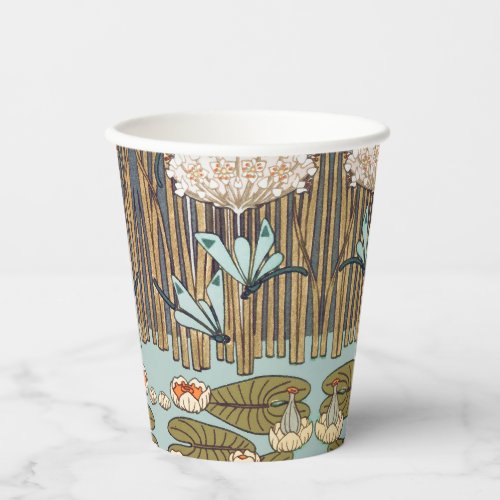 Dragonflies Water Lilies Marsh Art Nouveau Paper Cups