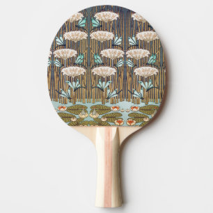 Dragonflies Water Lilies Marsh Art Nouveau Ping Pong Paddle