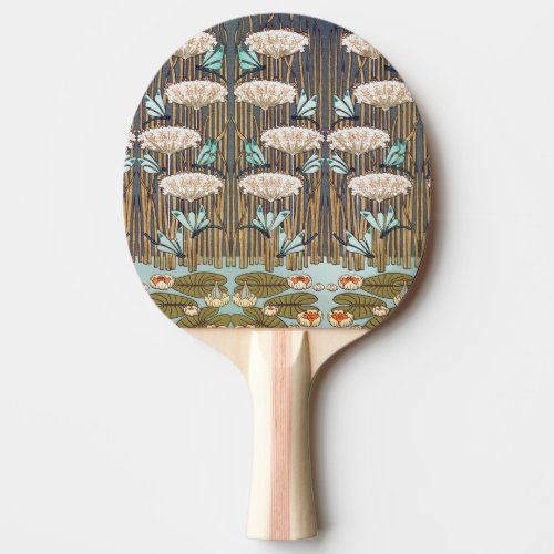 Dragonflies Water Lilies Marsh Art Nouveau Ping Pong Paddle