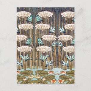 Dragonflies Water Lilies Marsh Art Nouveau Postcard