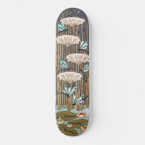 Dragonflies Water Lilies Marsh Art Nouveau Skateboard