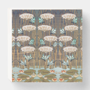 Dragonflies Water Lilies Marsh Art Nouveau Wooden Box Sign