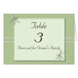 Dragonflies Wedding Table Number Card