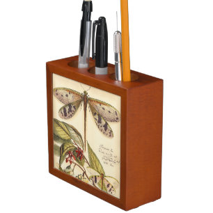 Dragonflies with Leaves and Fruit Desk Organizer