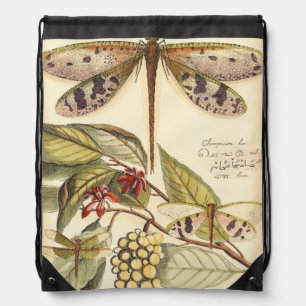 Dragonflies with Leaves and Fruit Drawstring Bag