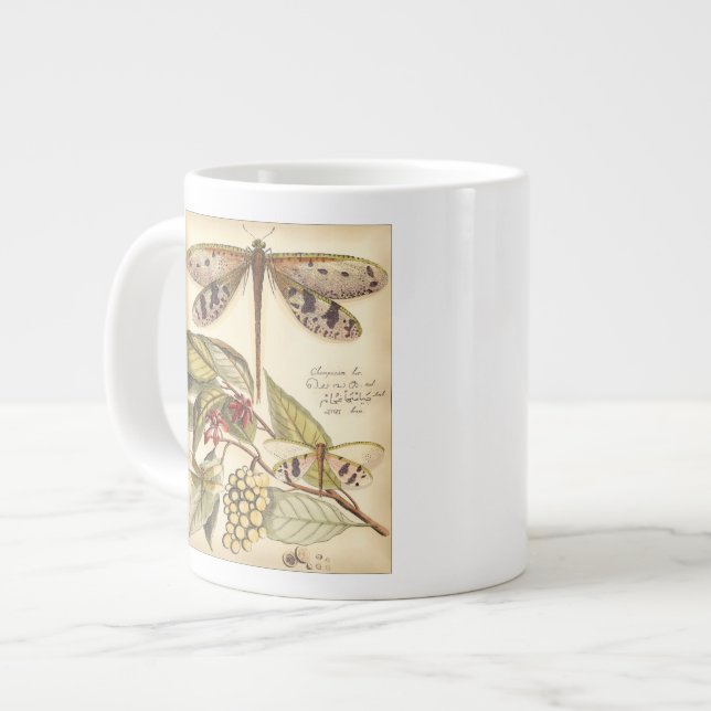 Dragonflies with Leaves and Fruit Large Coffee Mug (Front Left)
