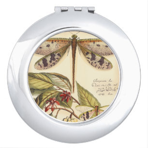 Dragonflies with Leaves and Fruit Mirror For Makeup