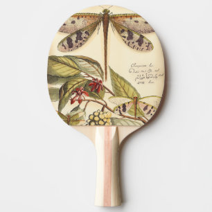 Dragonflies with Leaves and Fruit Ping-Pong Paddle