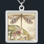 Dragonflies with Leaves and Fruit Silver Plated Necklace<br><div class="desc">Dragonflies float above leaves bearing fruit in this piece by Vision Studio. The trio of insects blend amazingly well with their background,  giving this print a lifelike quality. Order your copy today!</div>