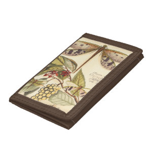 Dragonflies with Leaves and Fruit Tri-fold Wallet