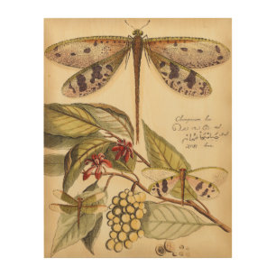 Dragonflies with Leaves and Fruit Wood Wall Decor
