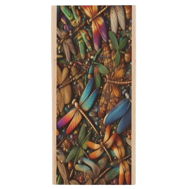 Dragonflies  wood flash drive (Front Vertical)