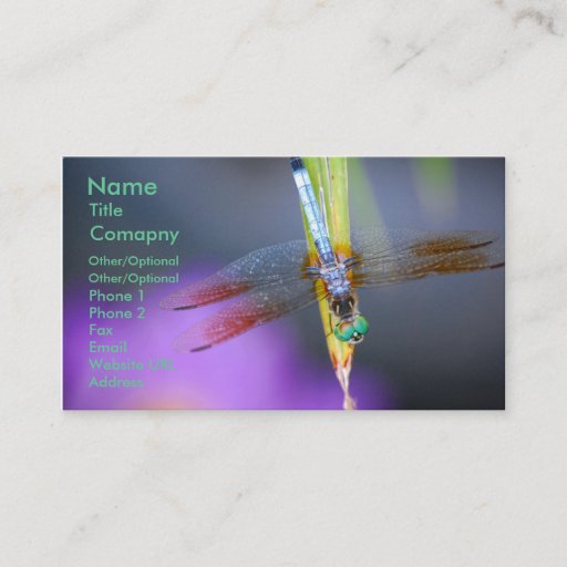 Customizable Dragonfly 1 - business card template