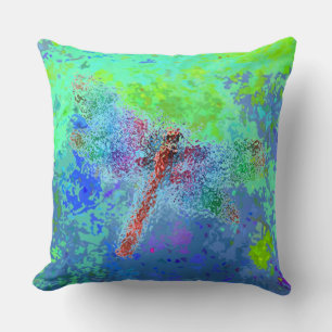 Dragonfly Abstract in Blue Throw Pillow