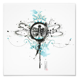 Dragonfly Abstract Mandala Print