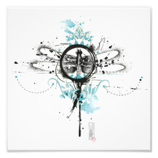Dragonfly Abstract Mandala Print