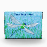 Dragonfly Acrylic Award<br><div class="desc">A color pencil ACEO of a green and blue dragonfly scanning the grasses for prey.</div>