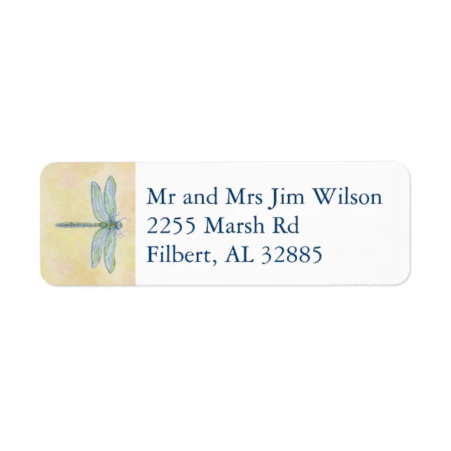 Dragonfly address label Zazzle