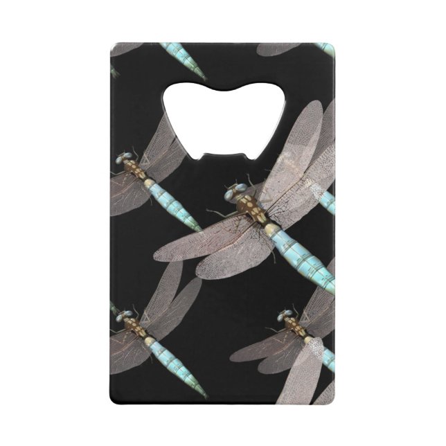 Dragonfly Air Force on Black Credit Card Bottle Opener (Front)