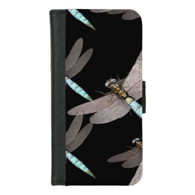 Dragonfly Air Force on Black iPhone Wallet Case (Front)