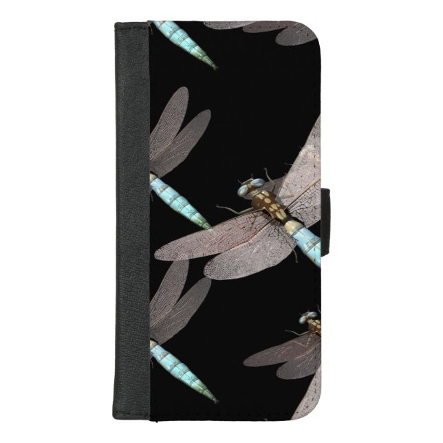Dragonfly Air Force on Black iPhone Wallet Case (Front)