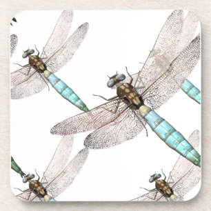 Dragonfly Air Force on White Drink Coaster