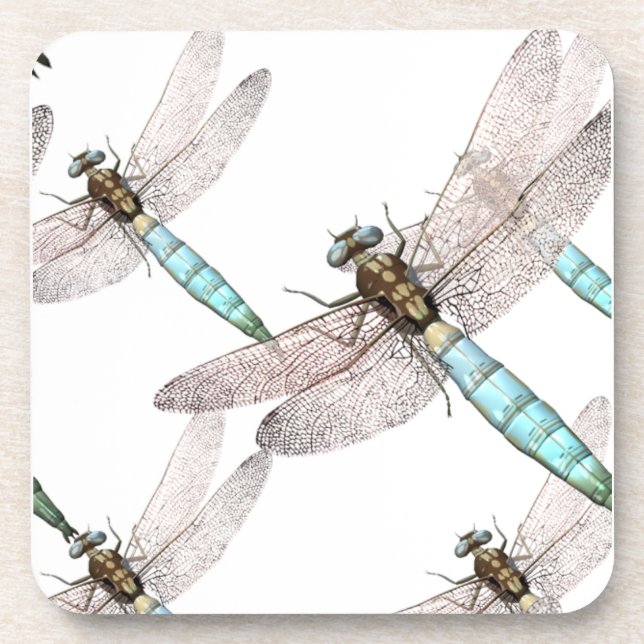Dragonfly Air Force on White Drink Coaster (Front)