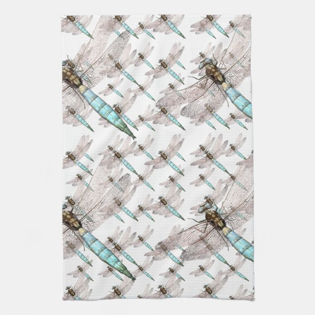Dragonfly Air Force on White Towel (Vertical)