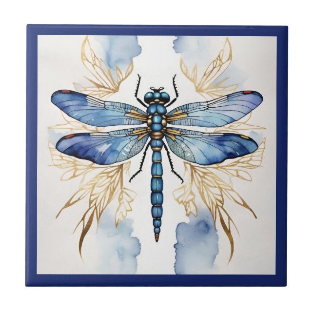 Dragonfly Alcohol Ink  Ceramic Tile (Front)