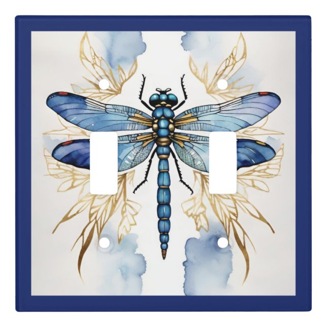 Dragonfly Alcohol Ink  Light Switch Cover (Front)