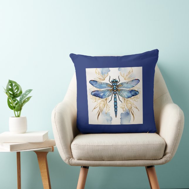 Dragonfly Alcohol Ink  Throw Pillow (Chair)