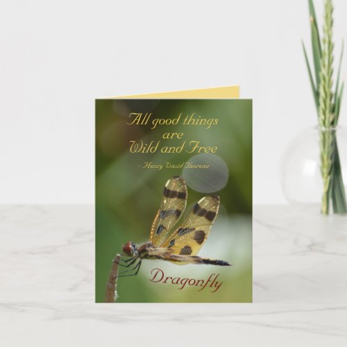 Dragonfly All Good Things are Wild and Free blank  Thank You Card