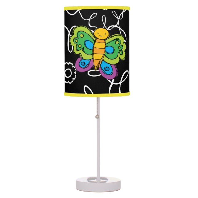Dragonfly and Butterflies Table Lamp (Front)