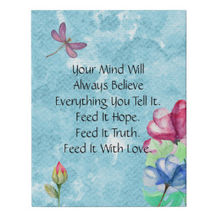 Dragonfly And Floral Watercolor Wash Faux Canvas Print