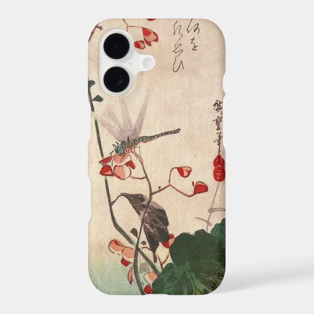 Dragonfly and Flower, Hiroshige, Ukiyo-e Case-Mate iPhone Case (Back)