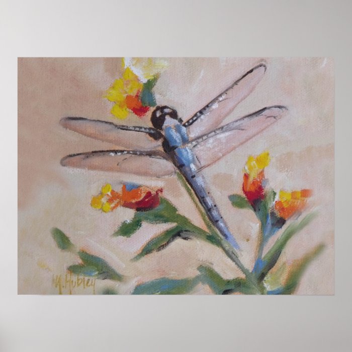 Dragonfly and flower print