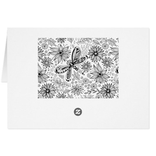 Dragonfly and flowers doodle (Back Horizontal)