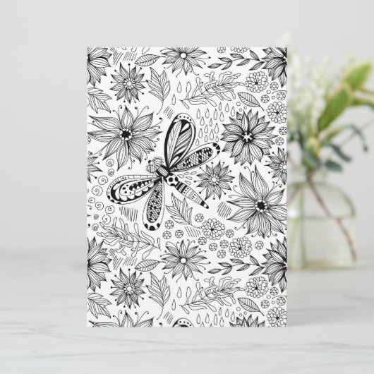 Dragonfly and flowers doodle (Standing Front)