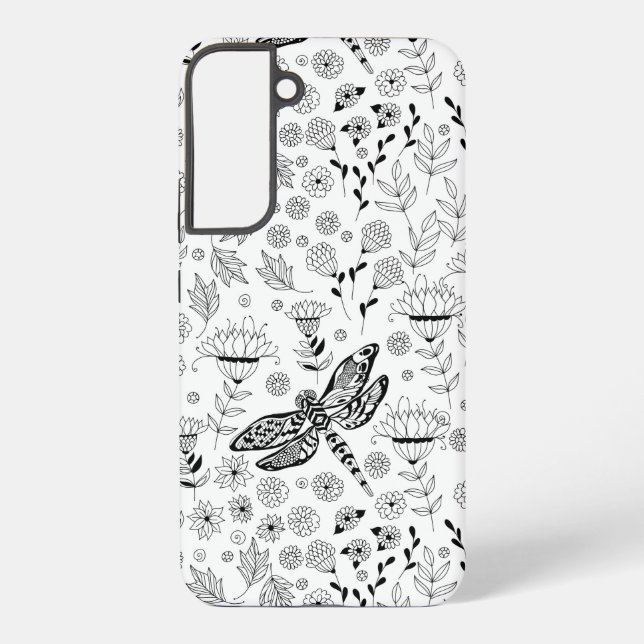 Dragonfly and flowers samsung galaxy case (Back)