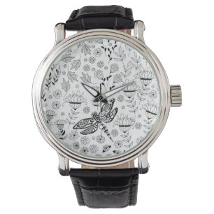 Dragonfly and flowers watch