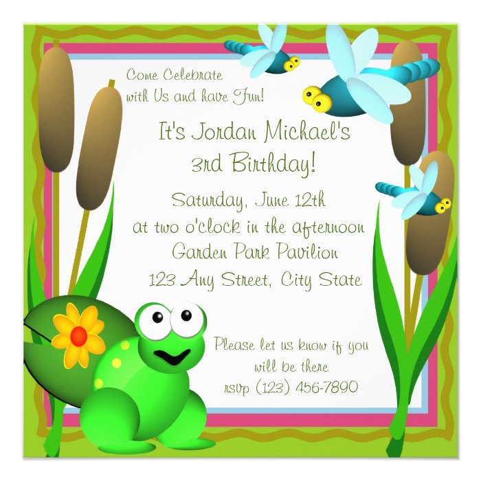 Dragonfly and Frog/ Birthday Custom Invite